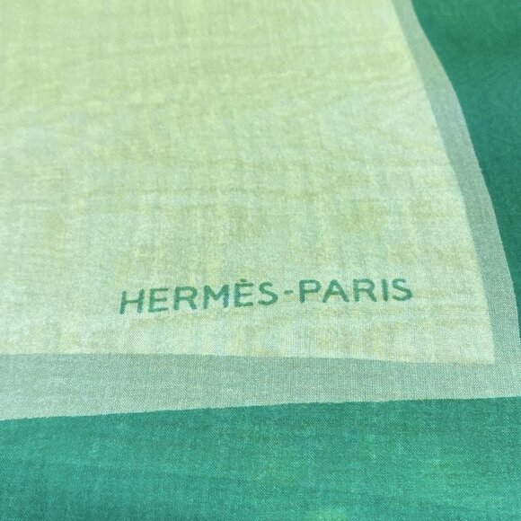 Auth HERMES Carre 140 - Light Green Green Scarf - Picture 5 of 7